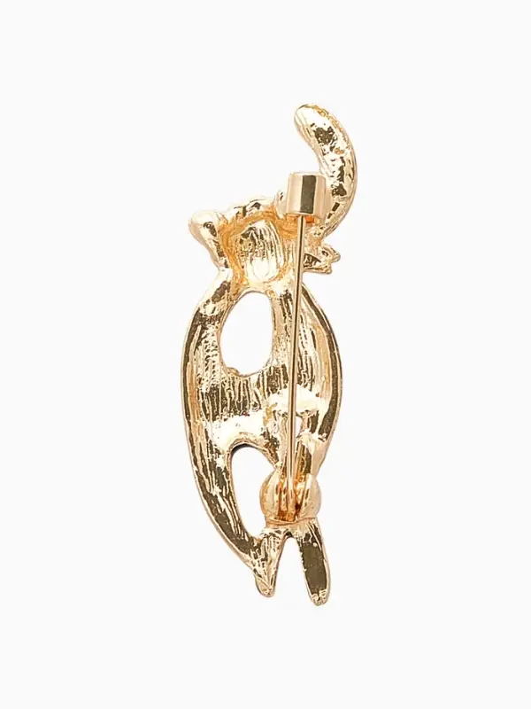 Брошь &laquo;Кошечка&raquo;, грация, черно-белая в золоте