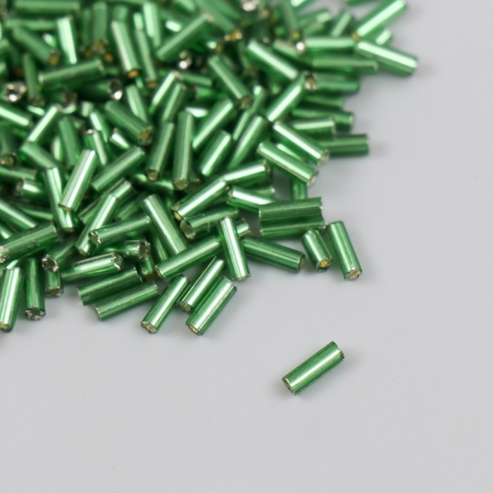 Стеклярус стекло 3”  Стеклярус стекло 3” "Ярко-зелёный" металлик набор 20 гр