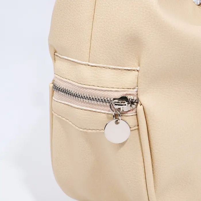 Сумка - мешок женская на молнии, 26&times;10&times;26 см, бежевая