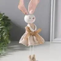 Сувенир полистоун "Зайка в льняном платье с бантом" 12х10х22,5 см