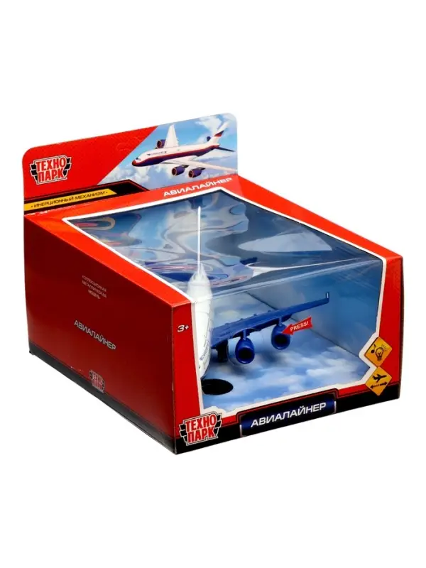 Модель металл. "Авиалайнер", 22 см, свет-звук, инерц., подв. детали 1706C158-R (36)