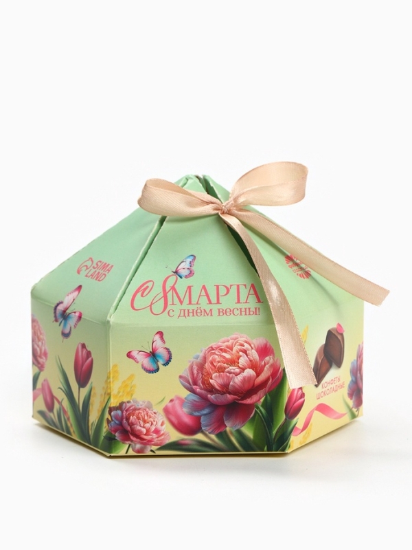 Конфеты подарочные &laquo;С днём весны&raquo; в коробке-купол с бантом, 200 г