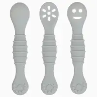 Ложка детская для прикорма, силикон, набор 3 шт., серый M&B