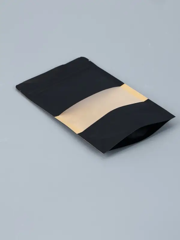 Пакет Zip-lock Крафт с прямоугольным окном, черный,12&times;20&times;4 см