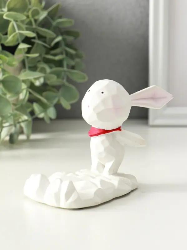 Сувенир полистоун подставка для телефона Сувенир полистоун подставка для телефона "Зайка с шейным красным платком" 6,5х9х8,5 см