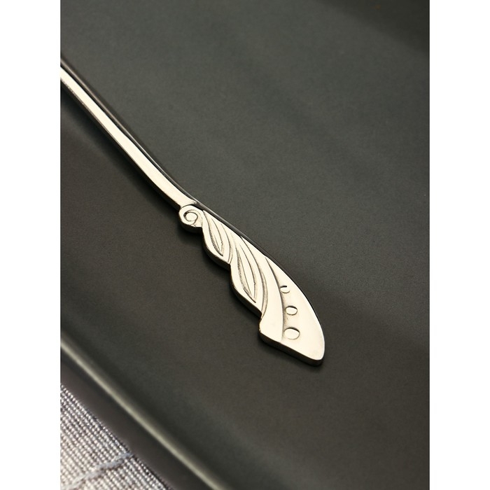 Ложка десертная из нержавеющей стали Magistro «Перо», длина 12,5 см, цвет серебряный Ложка десертная из нержавеющей стали Magistro «Перо», длина 12,5 см, цвет серебряный