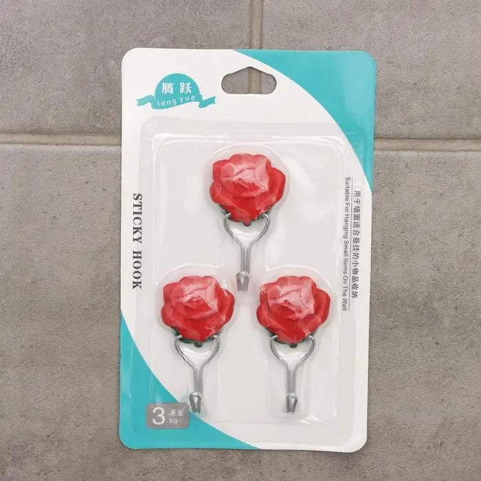 Крючок на липучке «Цветочек», 3 шт, цвет МИКС