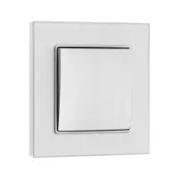 Выключатель проходной TOT Glossy Glass, 10 А, 1 клавиша, скрытый монтаж, стеклянная рамка, серебристый