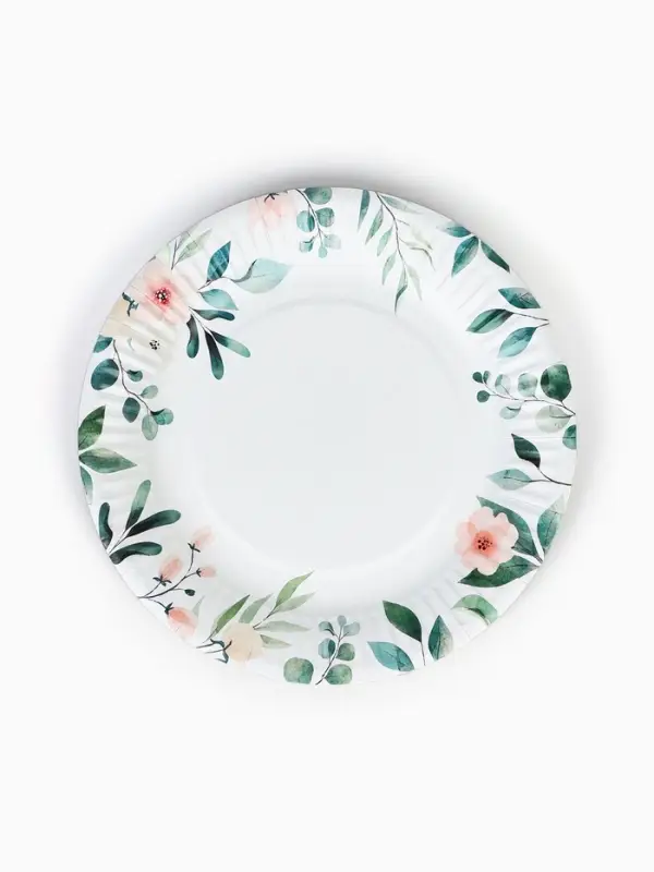 Тарелка одноразовая бумажная &laquo;Цветы&raquo;, 18 см