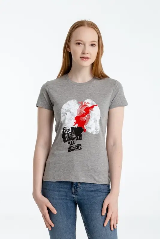 Футболка женская «Ты у меня вот здесь», серый меланж, размер M Футболка женская «Ты у меня вот здесь», серый меланж, размер M