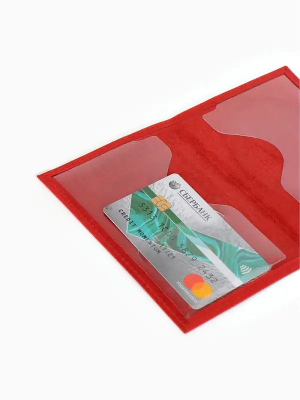 Обложка для паспорта, натуральная кожа, с гербом, красная