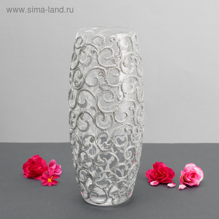 Ваза Ваза "Ажурная" 8х11х26 см серебро