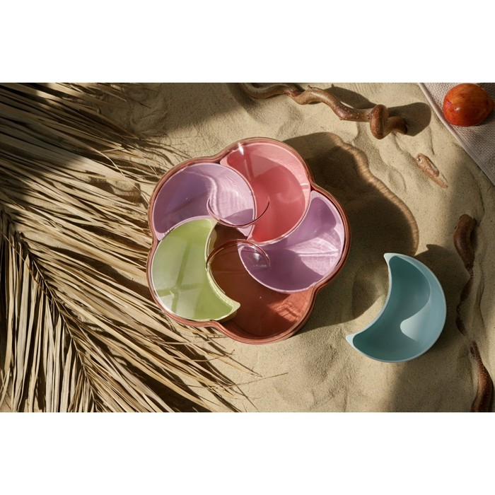 Менажница с крышкой &laquo;Барокко&raquo;, 26&times;25&times;7 см, 5 съёмных ячеек, цвет МИКС