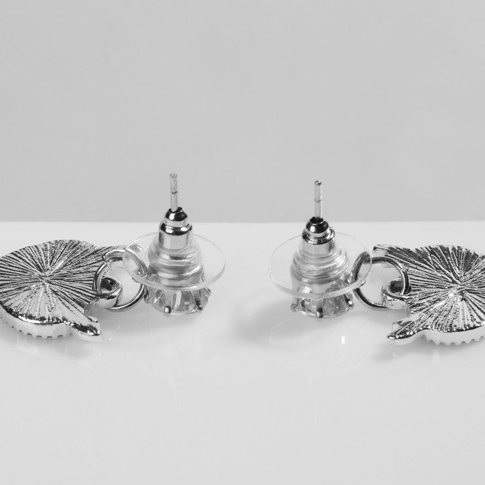 Серьги эмаль «Сердце» с рожками, цвет чёрный в серебре Серьги эмаль «Сердце» с рожками, цвет чёрный в серебре