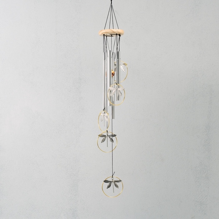 Музыка ветра металл "Стрекозы" 4 трубки 70 см