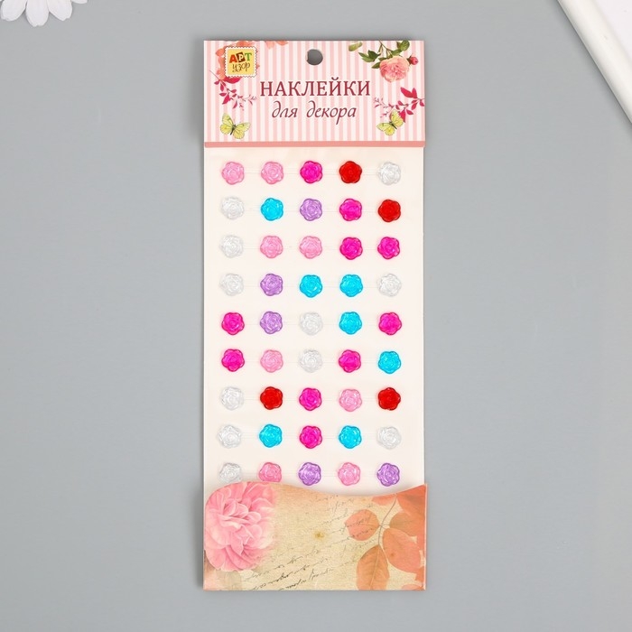 Наклейка стразы пластик Наклейка стразы пластик "Цветочки" МИКС 30х10 см