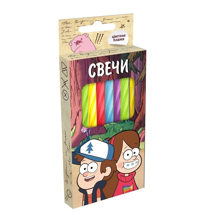 Набор свечей в торт 6 штук, с цветным пламенем, Гравити Фолз Набор свечей в торт 6 штук, с цветным пламенем, Гравити Фолз