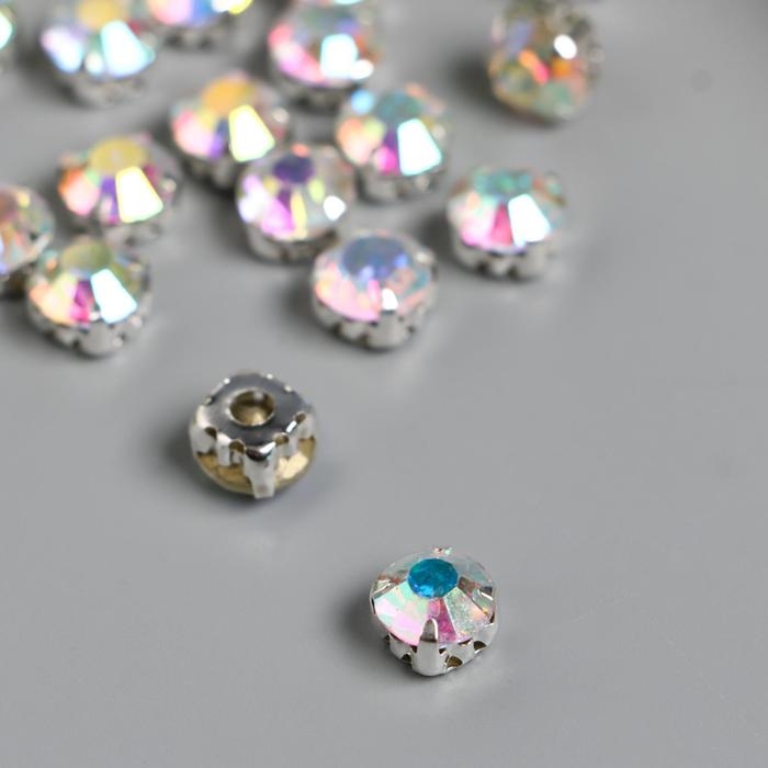 Хрустальные стразы в цапах/серебро Хрустальные стразы в цапах/серебро "Астра" 8мм, 20шт/упак, прозрачный