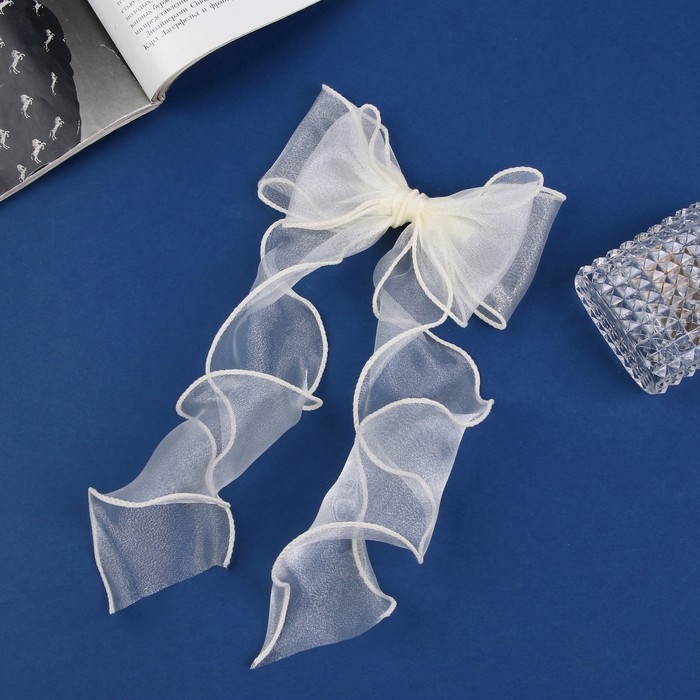 Зажим для волос  Зажим для волос "Школьница" бантик, 13х32 см, айвори