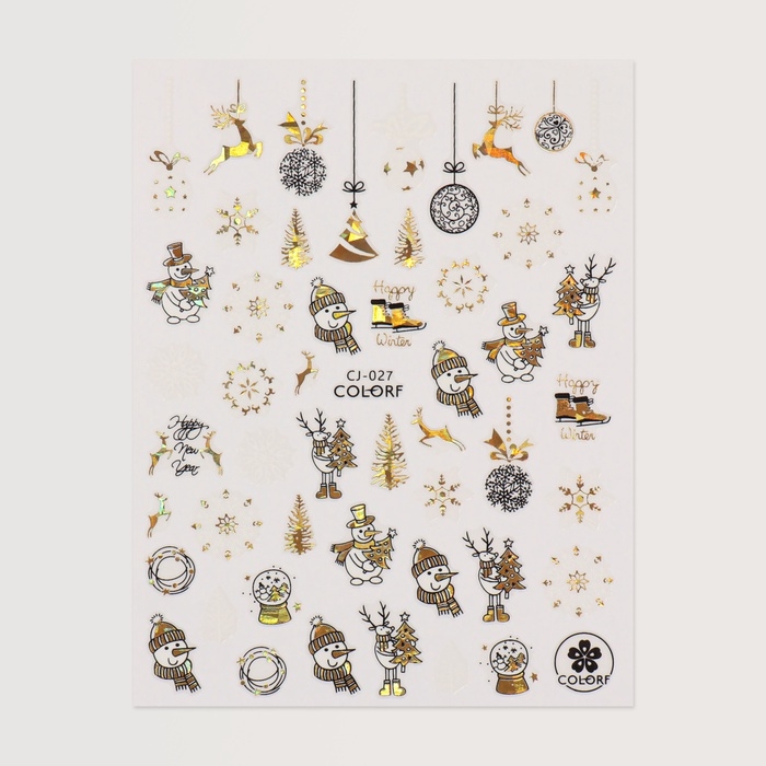 Новый год! Наклейки для ногтей «Снеговик», металлизированные Новый год! Наклейки для ногтей «Снеговик», металлизированные