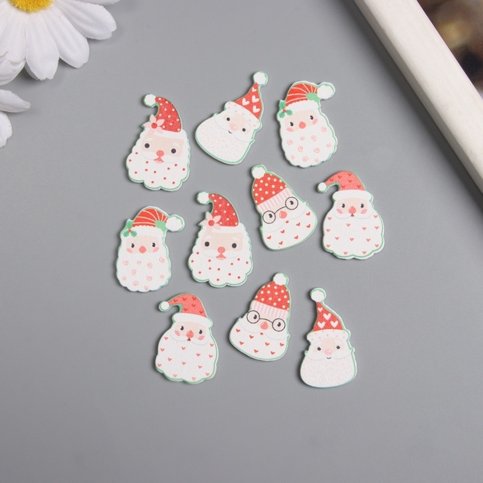 Декор для творчества дерево Декор для творчества дерево "Дедушки Морозы" набор 10 шт 2,8х1,9 см