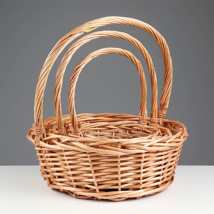 Набор корзин, 3 шт, 39×14/40 см, 30×12/35 см, 25×10/30 см, ива Набор корзин, 3 шт, 39×14/40 см, 30×12/35 см, 25×10/30 см, ива