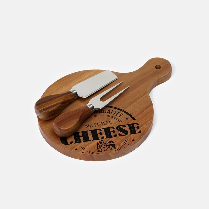Набор для подачи сыра Magistro Shape, 2 ножа, доска, акация Набор для подачи сыра Magistro Shape, 2 ножа, доска, акация