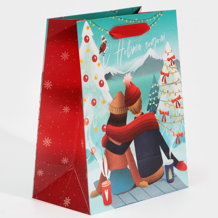 Пакет подарочный новогодний ламинированный «Любовь», MS 18 х 23 х 10 см, Новый год Пакет подарочный новогодний ламинированный «Любовь», MS 18 х 23 х 10 см, Новый год