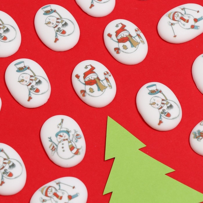 Новый год. Сахарные медальоны Top decor, "Снеговики", 35 х 25 мм, набор 63 шт