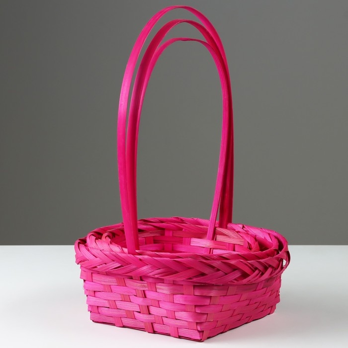 Набор корзин плетеных, D19x9/32 см, D22x9,5/34 см, D25x10/36 см, 3шт, розовые, бамбук Набор корзин плетеных, D19x9/32 см, D22x9,5/34 см, D25x10/36 см, 3шт, розовые, бамбук