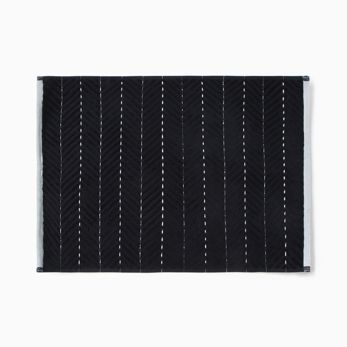 Коврик махровый Этель Lines, цв. чёрный, 50х70 см, 100% хлопок, 750 г/м2