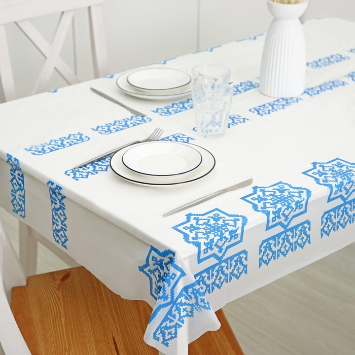 Скатерть без основы одноразовая «Русские узоры», 110×220 см, МИКС Скатерть без основы одноразовая «Русские узоры», 110×220 см, МИКС