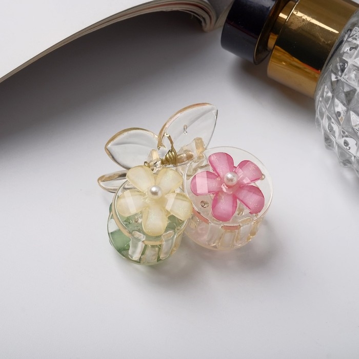 Краб для волос Краб для волос "Анэт" цветы, 4 см, микс