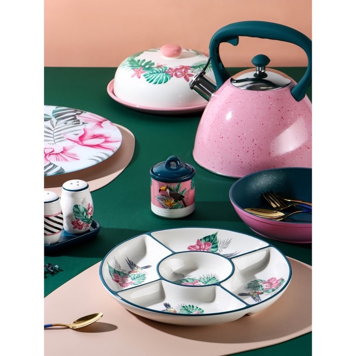 Менажница 5 ячеек Доляна «Тропики», d=26 см, цвет белый Менажница 5 ячеек Доляна «Тропики», d=26 см, цвет белый