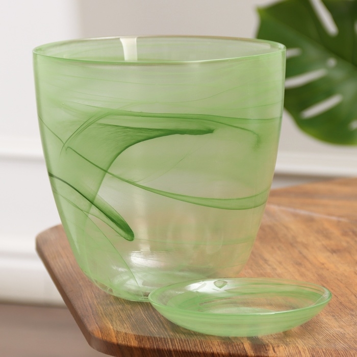 Горшок цветочный с поддоном №5  Горшок цветочный с поддоном №5 "Алеб" зеленый, 3 л