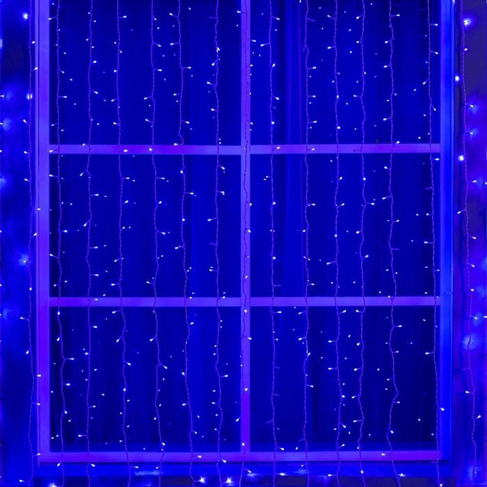 Гирлянда «Занавес» 2 × 6 м, IP44, УМС, белая нить, 1440 LED, свечение синее, 220 В Гирлянда «Занавес» 2 × 6 м, IP44, УМС, белая нить, 1440 LED, свечение синее, 220 В
