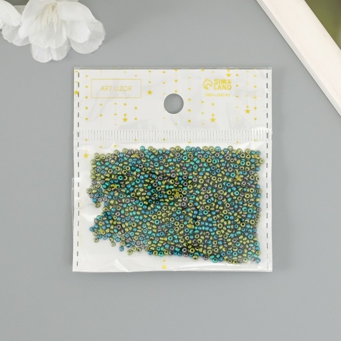 Бисер стекло 11/0  Бисер стекло 11/0 "Металлик. Меланж. Сине-зелёный" 10 гр
