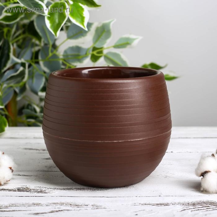 Горшок для цветов c поддоном «Япония», 2 л, цвет тёмно-коричневый
