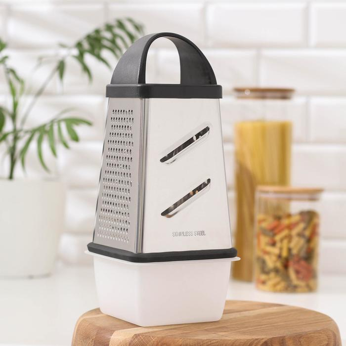 Тёрка с контейнером «Синтай», 13×13,5×24 см, цвет ручки чёрный Тёрка с контейнером «Синтай», 13×13,5×24 см, цвет ручки чёрный