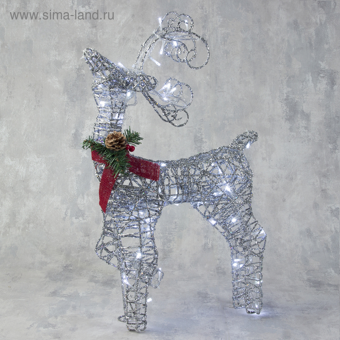 Светодиодная фигура «Олень», 30 × 60 × 12 см, металл, 220 В, свечение белое Светодиодная фигура «Олень», 30 × 60 × 12 см, металл, 220 В, свечение белое