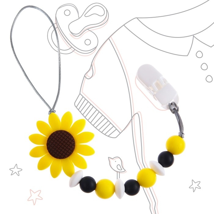 Держатель для соски - пустышки «Цветочек», силиконовый Держатель для соски - пустышки «Цветочек», силиконовый