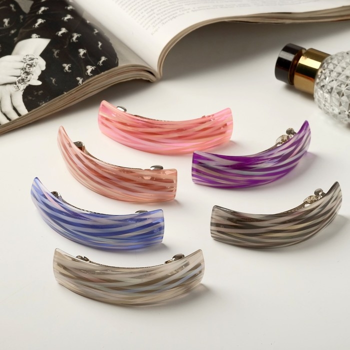 Заколка-автомат для волос Заколка-автомат для волос "Ванда" переливы полосы, 9 см, микс