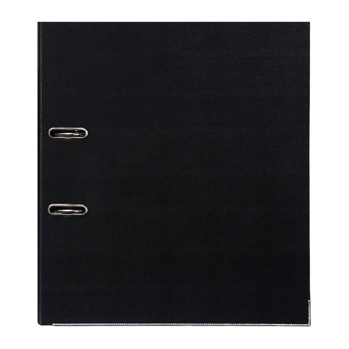 Папка-регистратор А4, 75 мм, Calligrata, ПВХ, тиснение Папка-регистратор А4, 75 мм, Calligrata, ПВХ, тиснение "лен", металлическая окантовка, карман на корешок, собранная, черная, микс