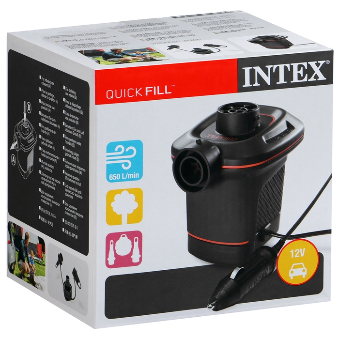 Насос электрический, 3 насадки, 110-120V, автомобильный, 66636 INTEX Насос электрический, 3 насадки, 110-120V, автомобильный, 66636 INTEX
