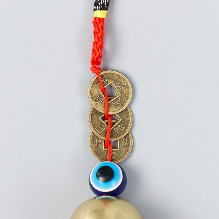 Колокольчик металл  Колокольчик металл "От сглаза" 1 колокол+3 монетки 18 см