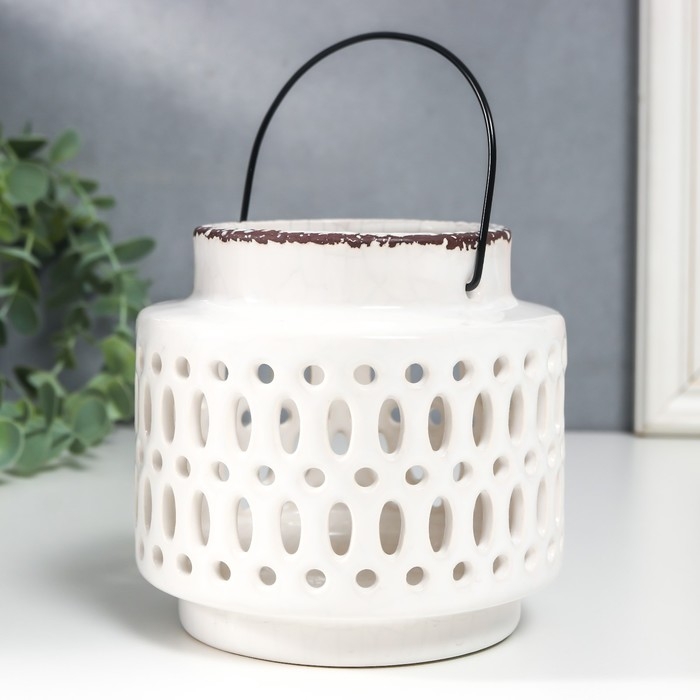 Подсвечник керамика на 1 свечу Подсвечник керамика на 1 свечу "Фонарь. Овалы и круги" МИКС 11х11,5х11,5 см