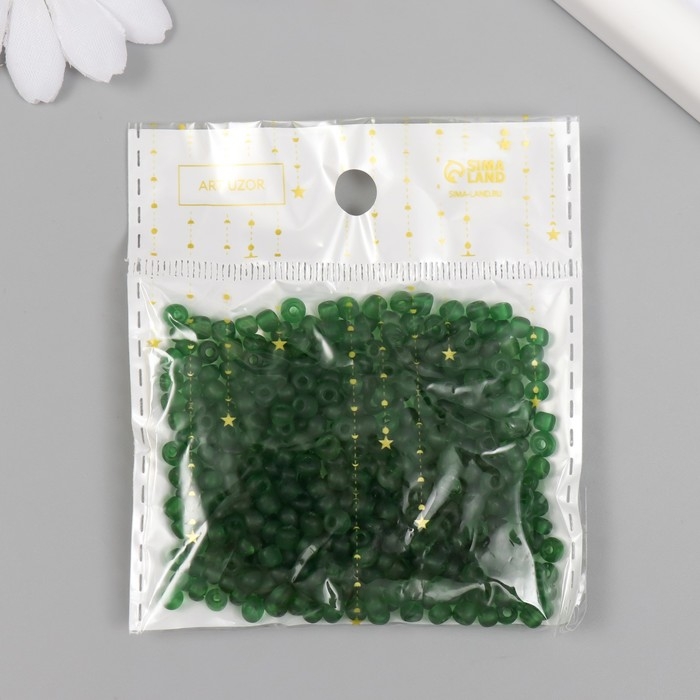 Бисер стекло 6/0  Бисер стекло 6/0 "Матовый полупрозрачный. Зелёный мох" 30 гр