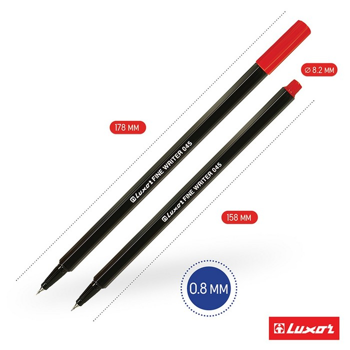 Набор ручек капиллярных 10 цветов Luxor, Fine Writer 045, 0,8мм, европодвес Набор ручек капиллярных 10 цветов Luxor, Fine Writer 045, 0,8мм, европодвес
