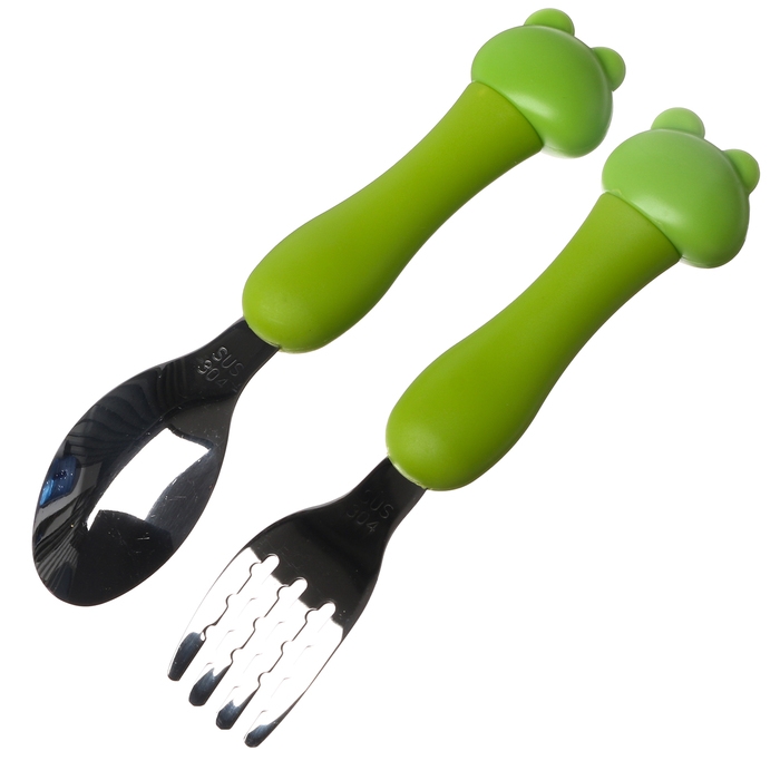 Набор детских столовых приборов в футляре «Лягушата», вилка, ложка Набор детских столовых приборов в футляре «Лягушата», вилка, ложка