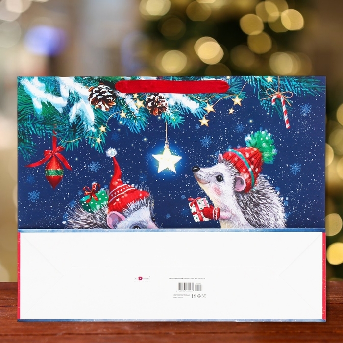 Новый год. Пакет подарочный Новый год. Пакет подарочный "Ёжики", 50 х 40 х 15 см.